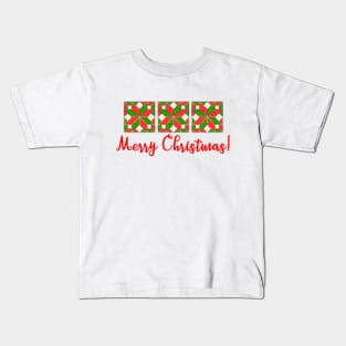 Christmas Quilt Pattern Design Kids T-Shirt